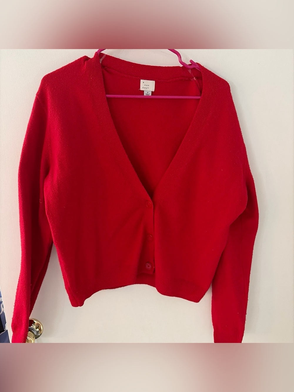 a new day Bright Red V-Neck Button Cardigan